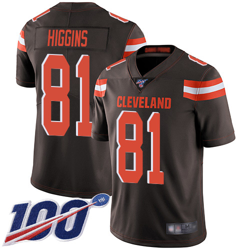 Cleveland Browns Rashard Higgins Men Brown Limited Jersey 81 NFL Football Home 100th Season Vapor Untouchable